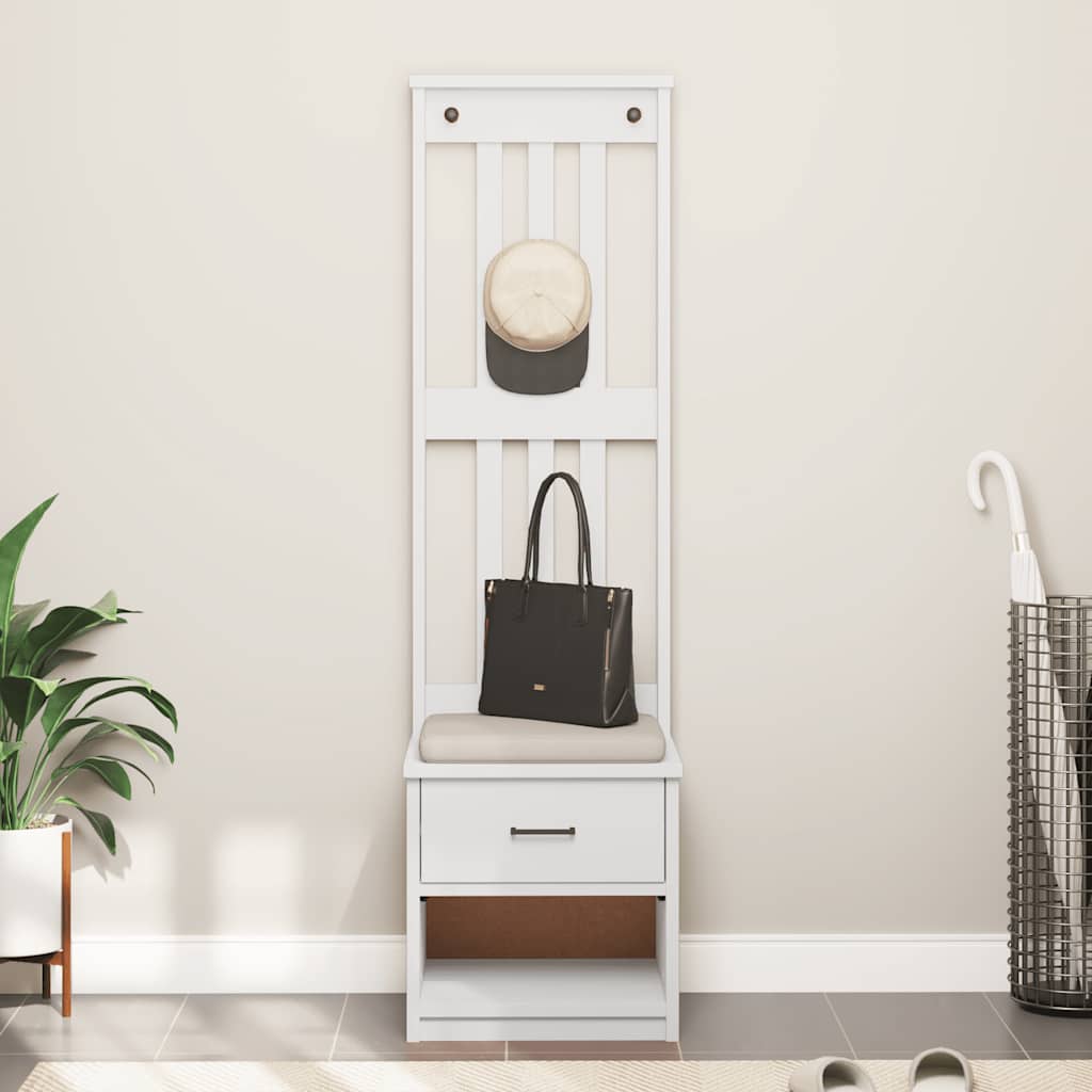 Portemanteau SANDNES blanc 45x40x159,5 cm bois massif pin - XIOS