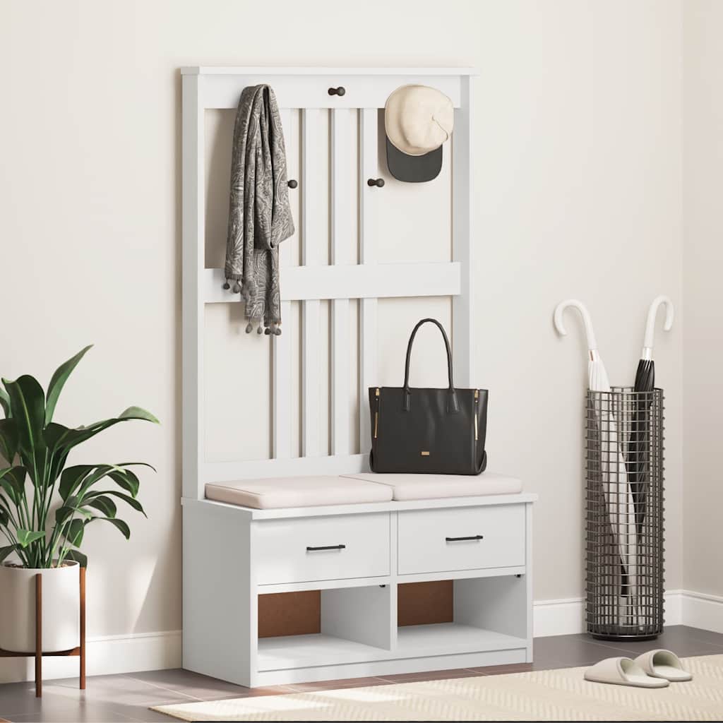 Portemanteau SANDNES blanc 87x40x159,5 cm bois massif pin - XIOS