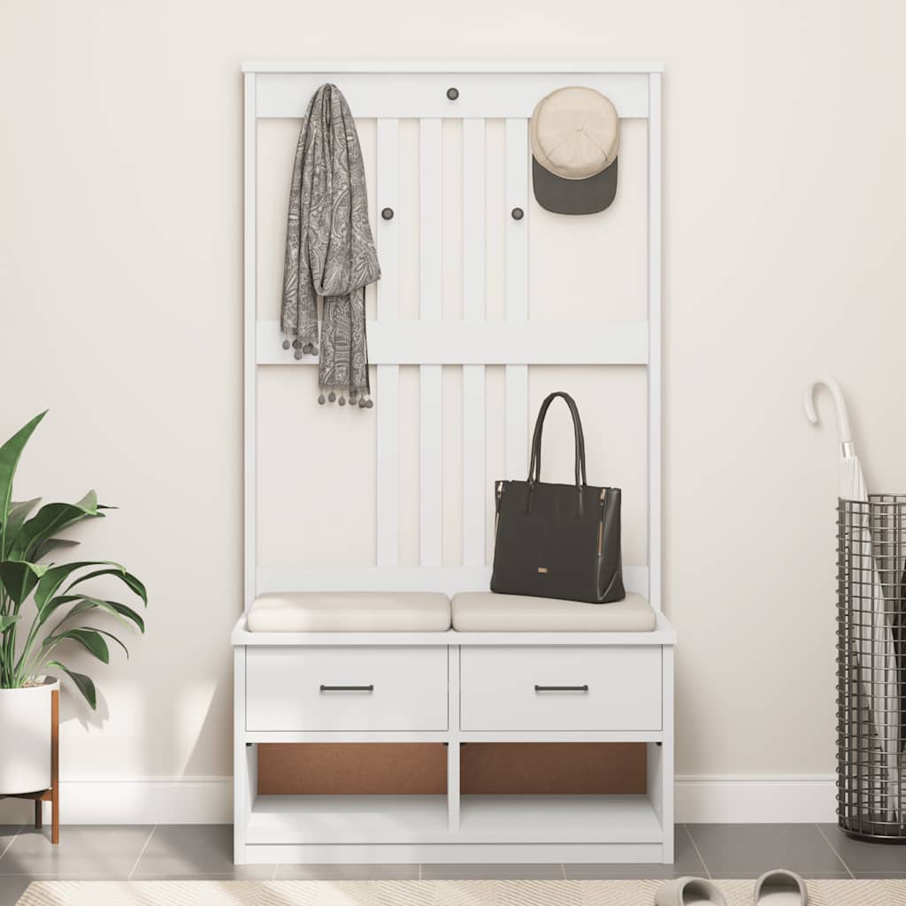 Portemanteau SANDNES blanc 87x40x159,5 cm bois massif pin - XIOS