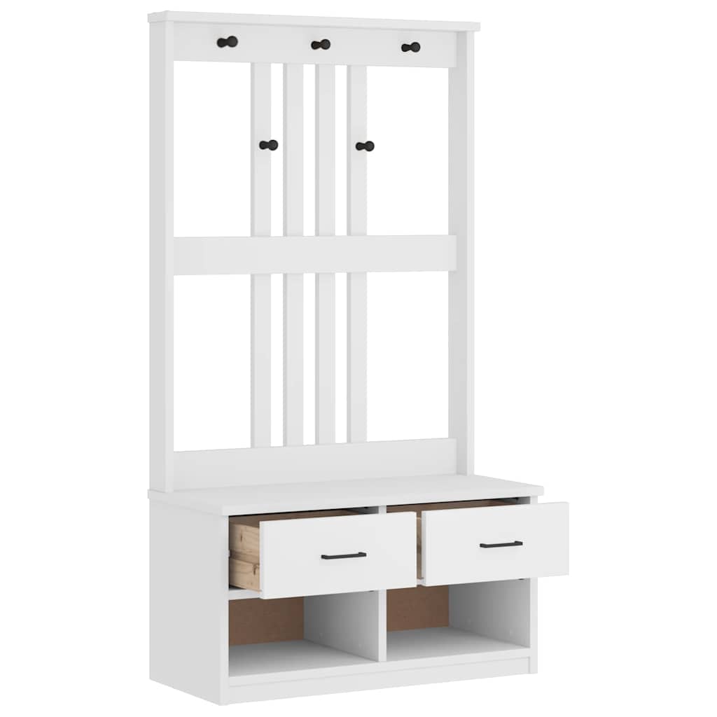 Portemanteau SANDNES blanc 87x40x159,5 cm bois massif pin - XIOS