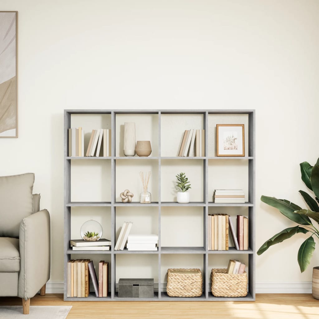 Bibliothèque gris béton 137,5x29x137,5 cm bois d'ingénierie - XIOS