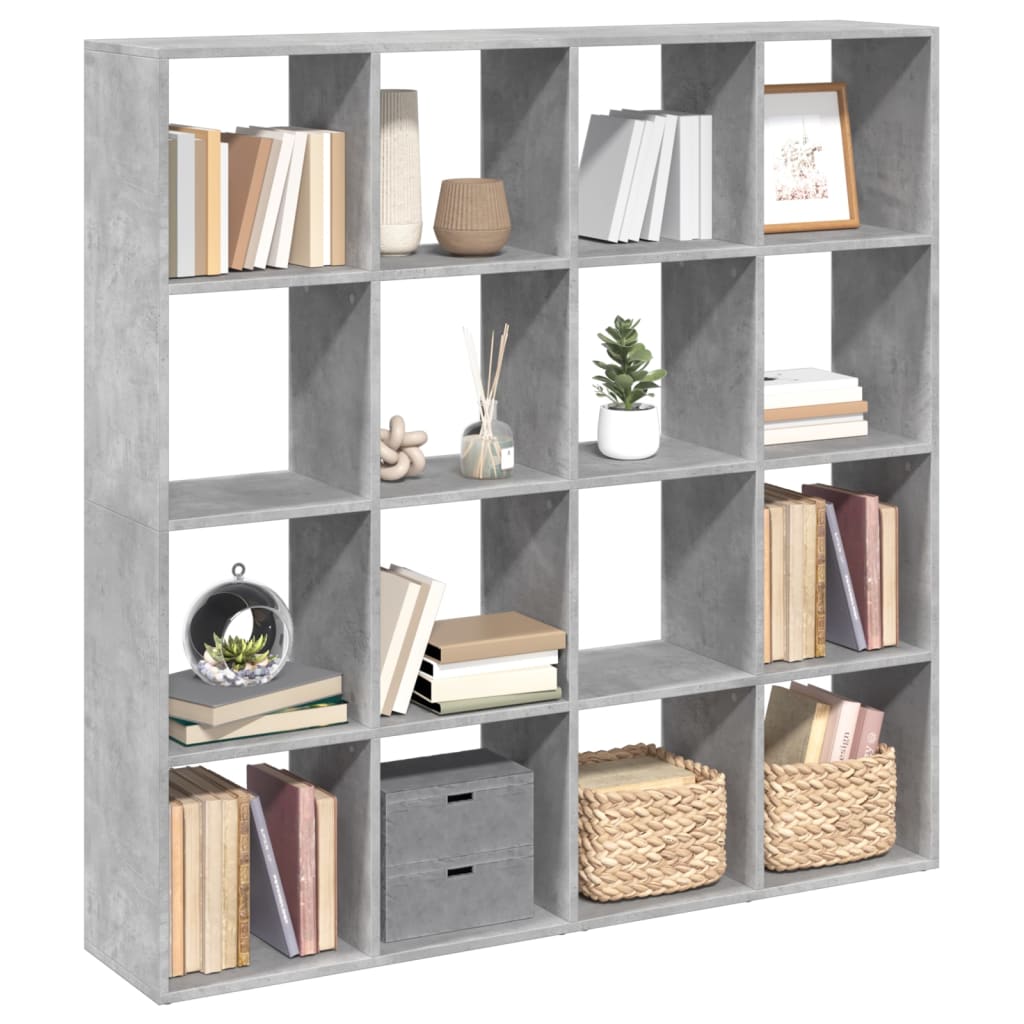 Bibliothèque gris béton 137,5x29x137,5 cm bois d'ingénierie - XIOS