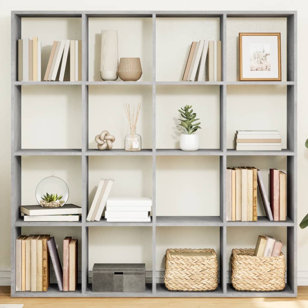 Bibliothèque gris béton 137,5x29x137,5 cm bois d'ingénierie - XIOS