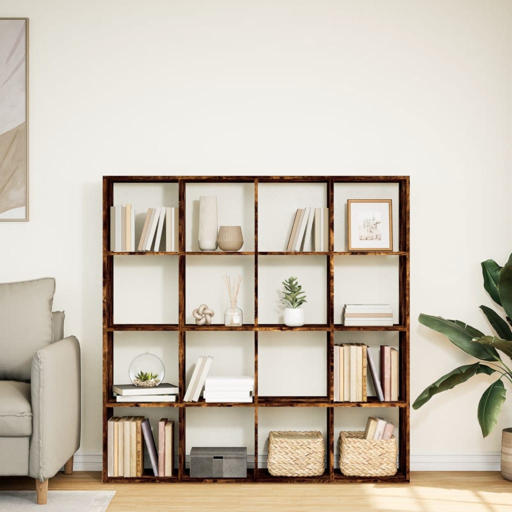 Bibliothèque chêne fumé 137,5x29x137,5 cm bois d'ingénierie - XIOS