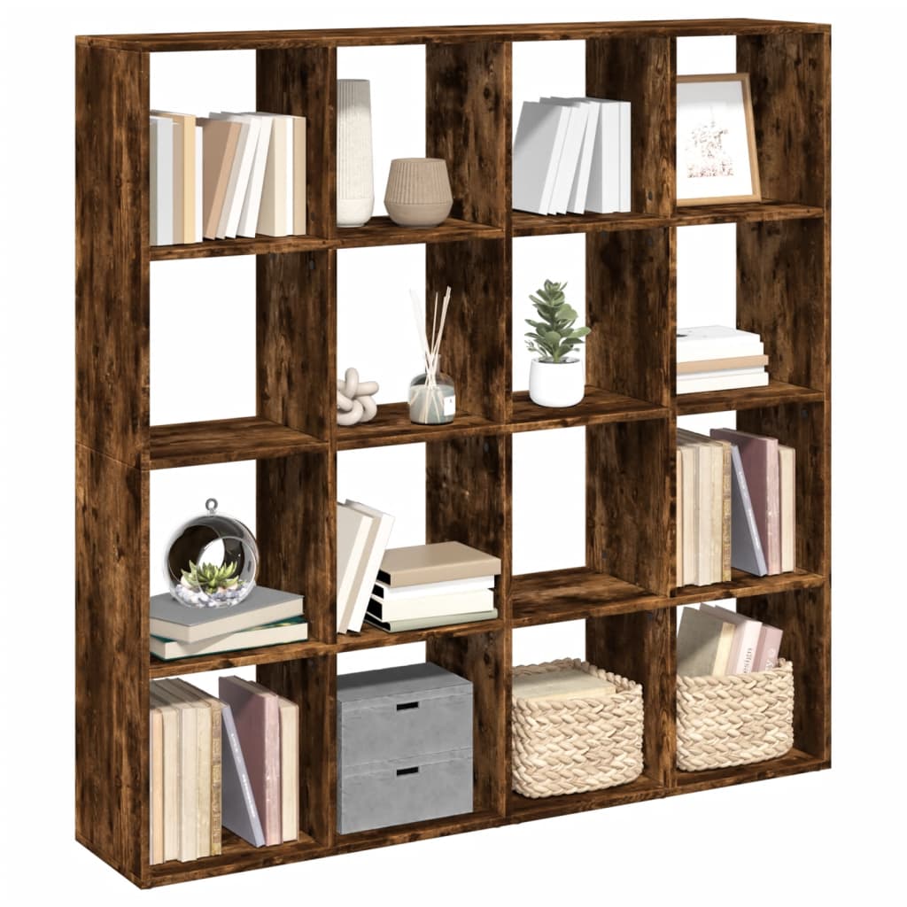Bibliothèque chêne fumé 137,5x29x137,5 cm bois d'ingénierie - XIOS