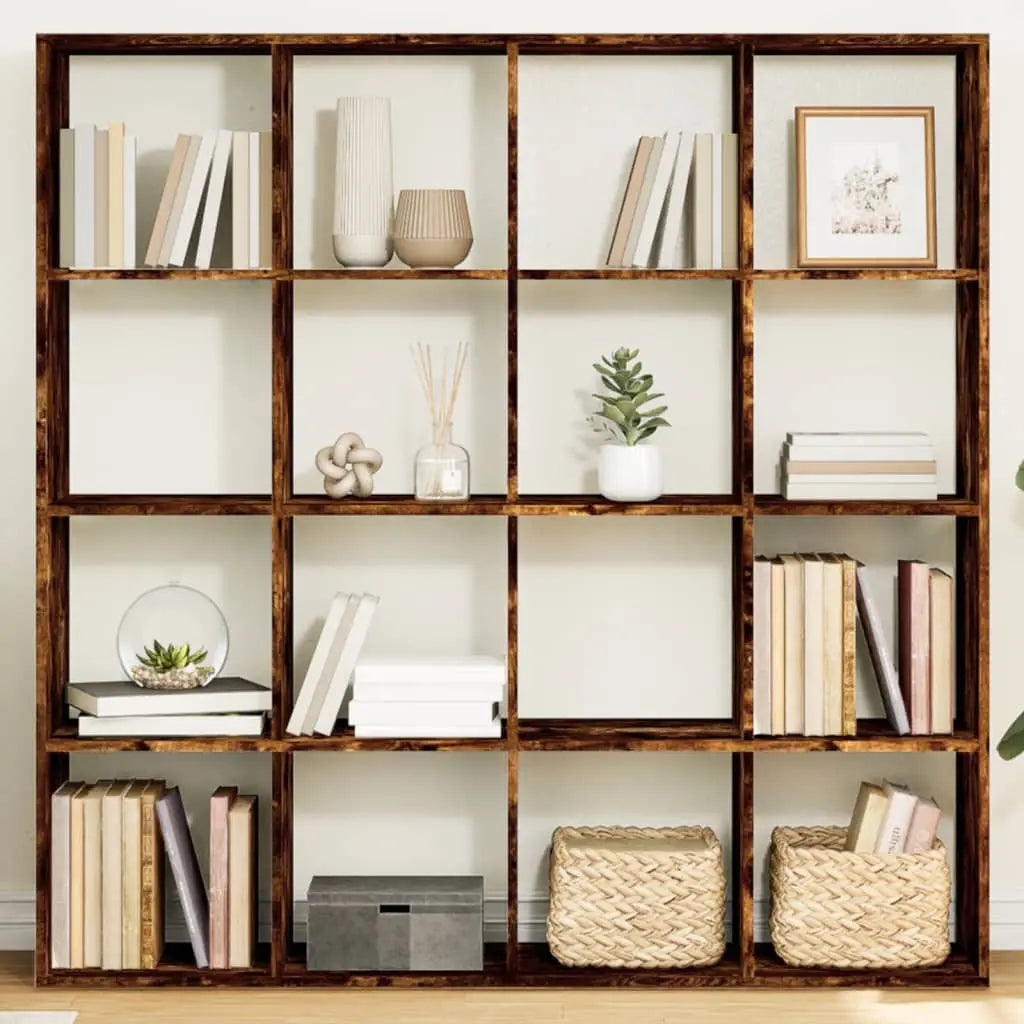 Bibliothèque chêne fumé 137,5x29x137,5 cm bois d’ingénierie - XIOS