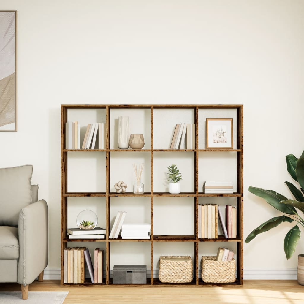 Bibliothèque vieux bois 137,5x29x137,5 cm bois d'ingénierie - XIOS