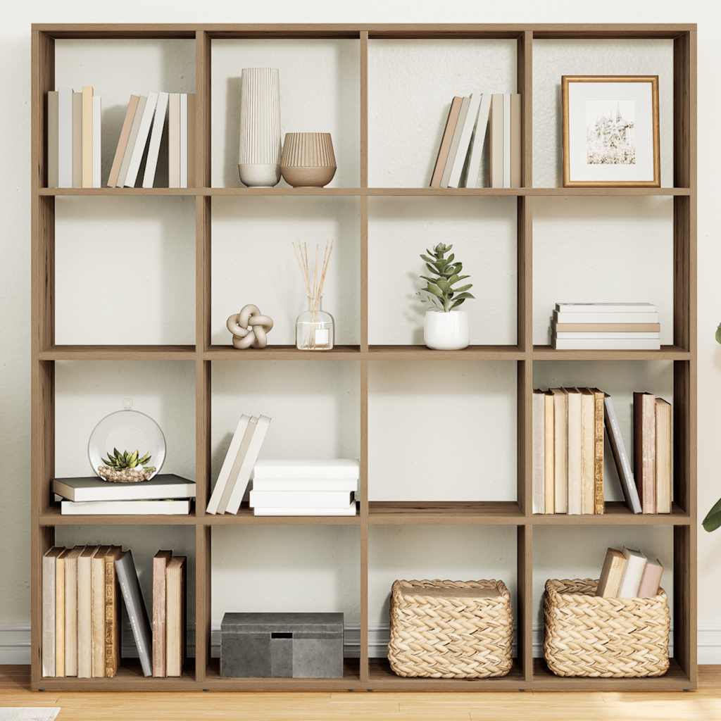 Bibliothèque chêne artisanal 137,5x29x137,5 cm bois d'ingénierie