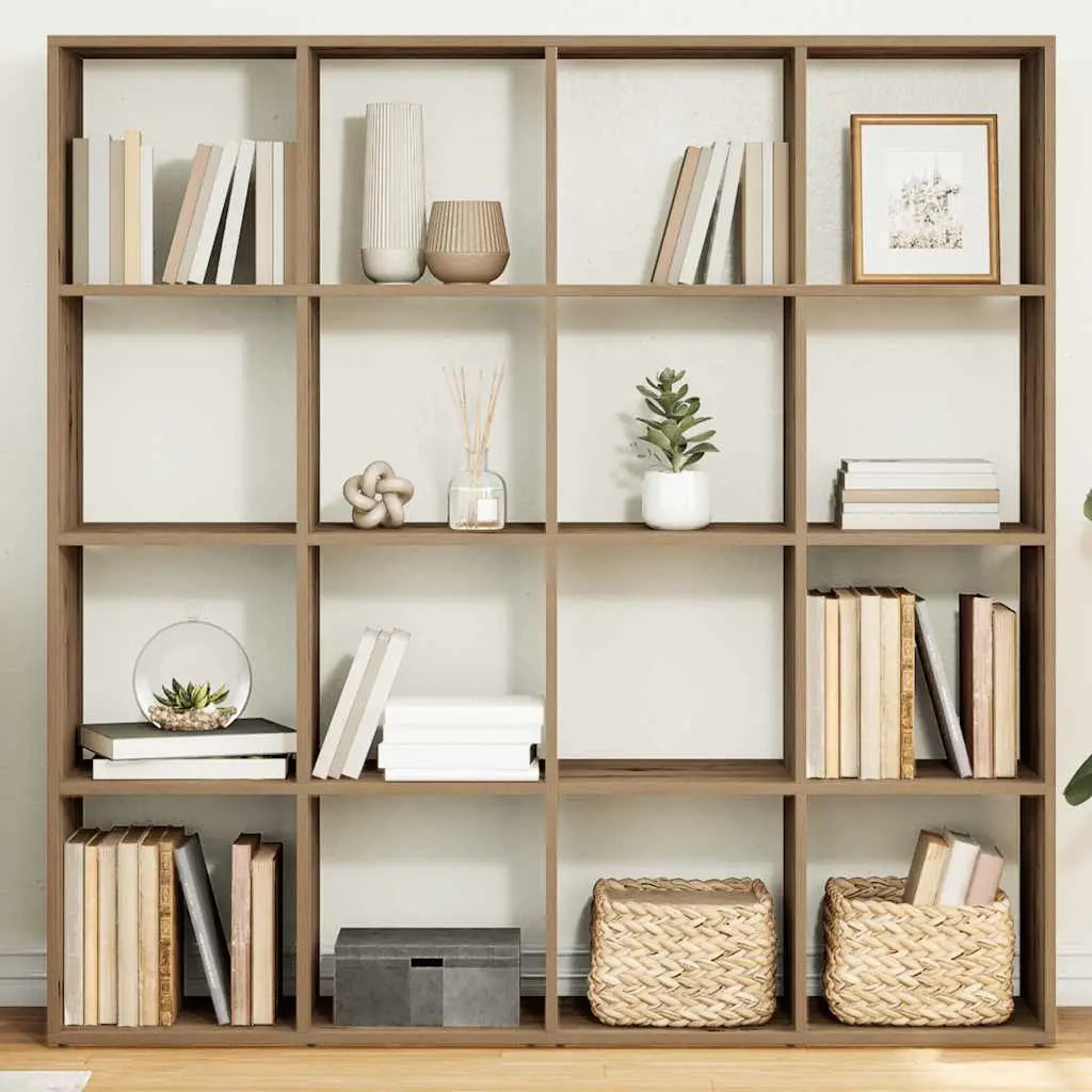 Bibliothèque chêne artisanal 137,5x29x137,5 cm bois d’ingénierie - XIOS