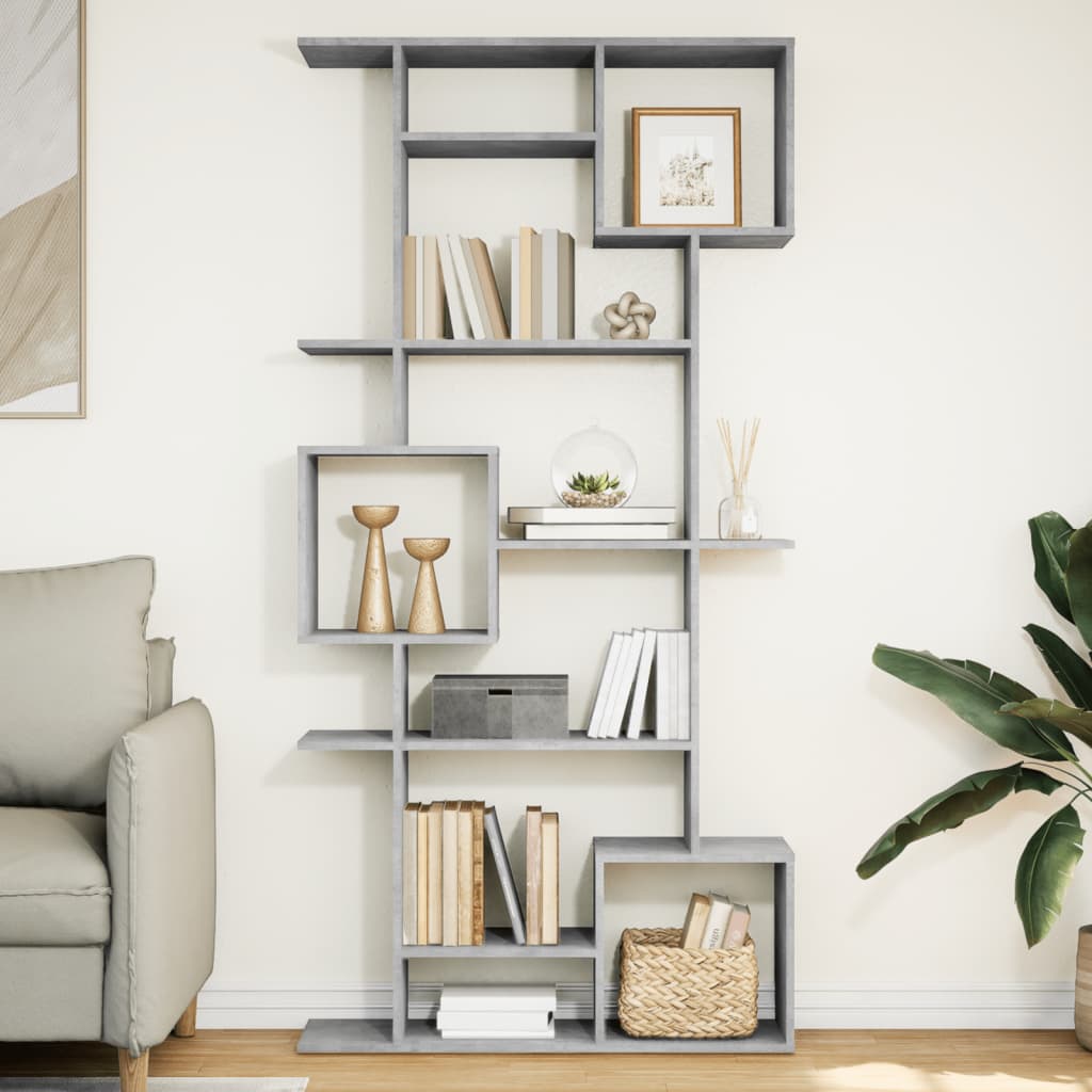 Bibliothèque gris béton 92x29x188 cm bois d'ingénierie - XIOS