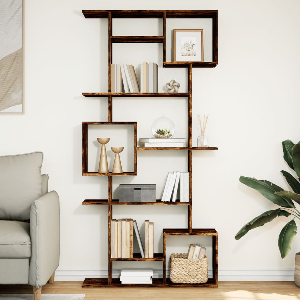 Bibliothèque chêne fumé 92x29x188 cm bois d'ingénierie - XIOS