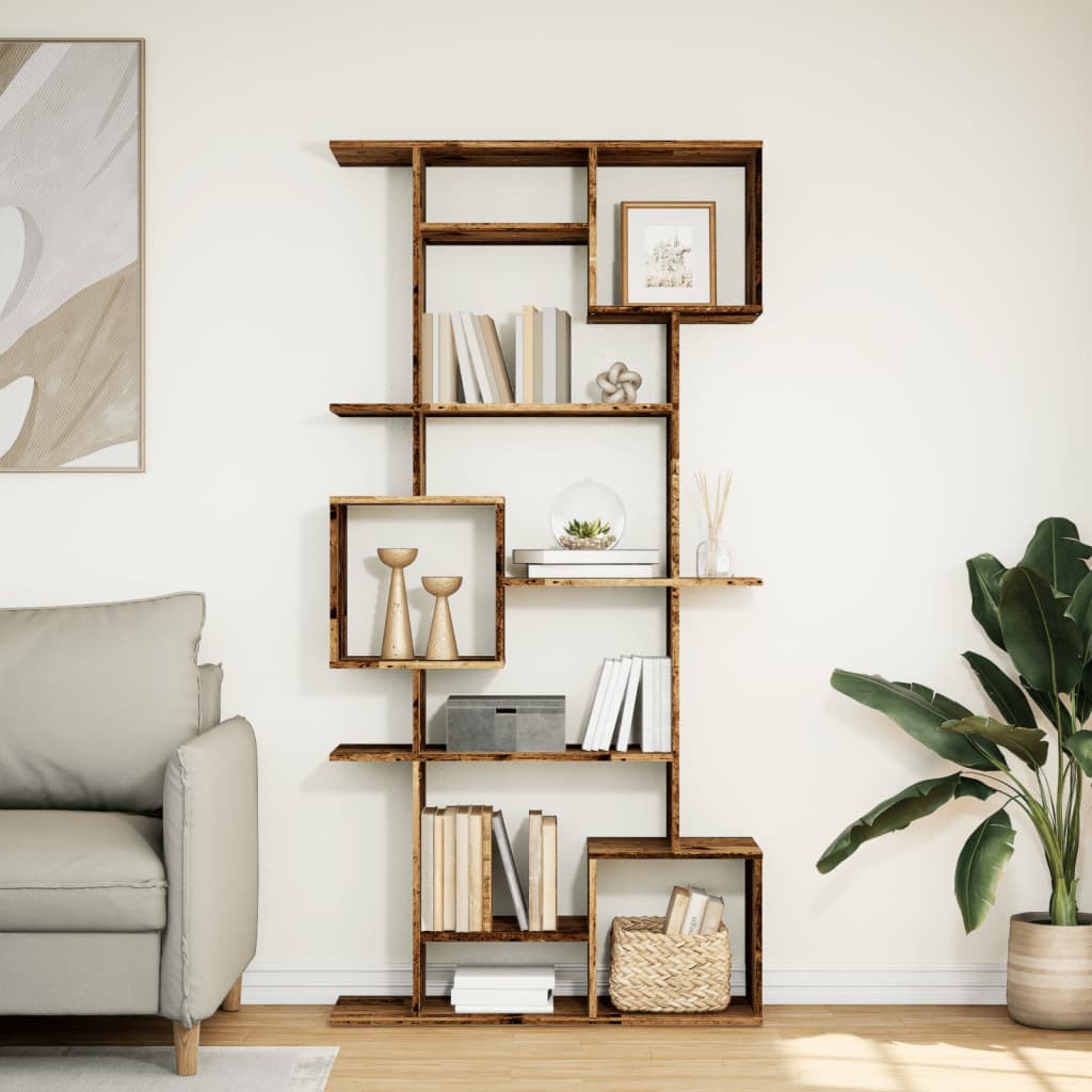 Bibliothèque vieux bois 92x29x188 cm bois d'ingénierie - XIOS