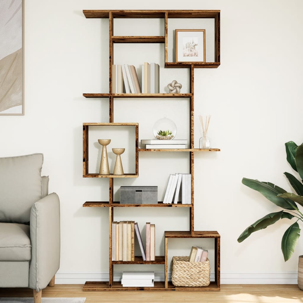 Bibliothèque vieux bois 92x29x188 cm bois d'ingénierie - XIOS