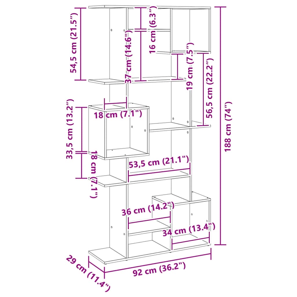 Bibliothèque chêne artisanal 92x29x188 cm bois d'ingénierie - XIOS