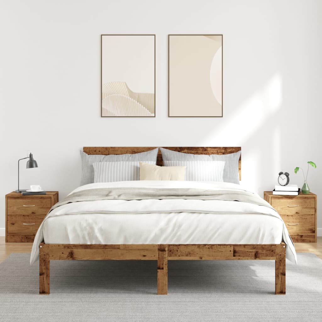 Tables de chevet 2 pcs vieux bois 40x30x40 cm bois d'ingénierie - XIOS