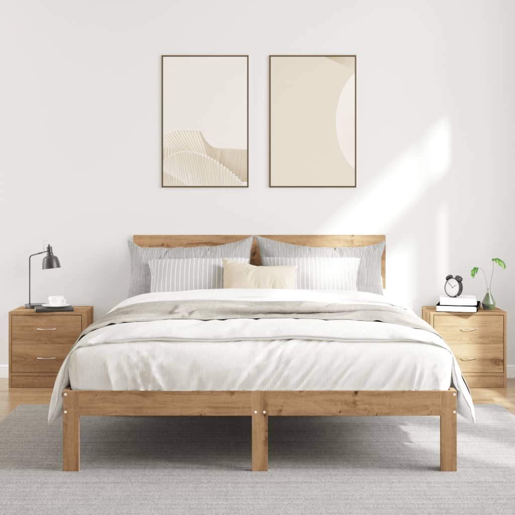 Tables de chevet 2 pcs chêne artisanal bois d'ingénierie