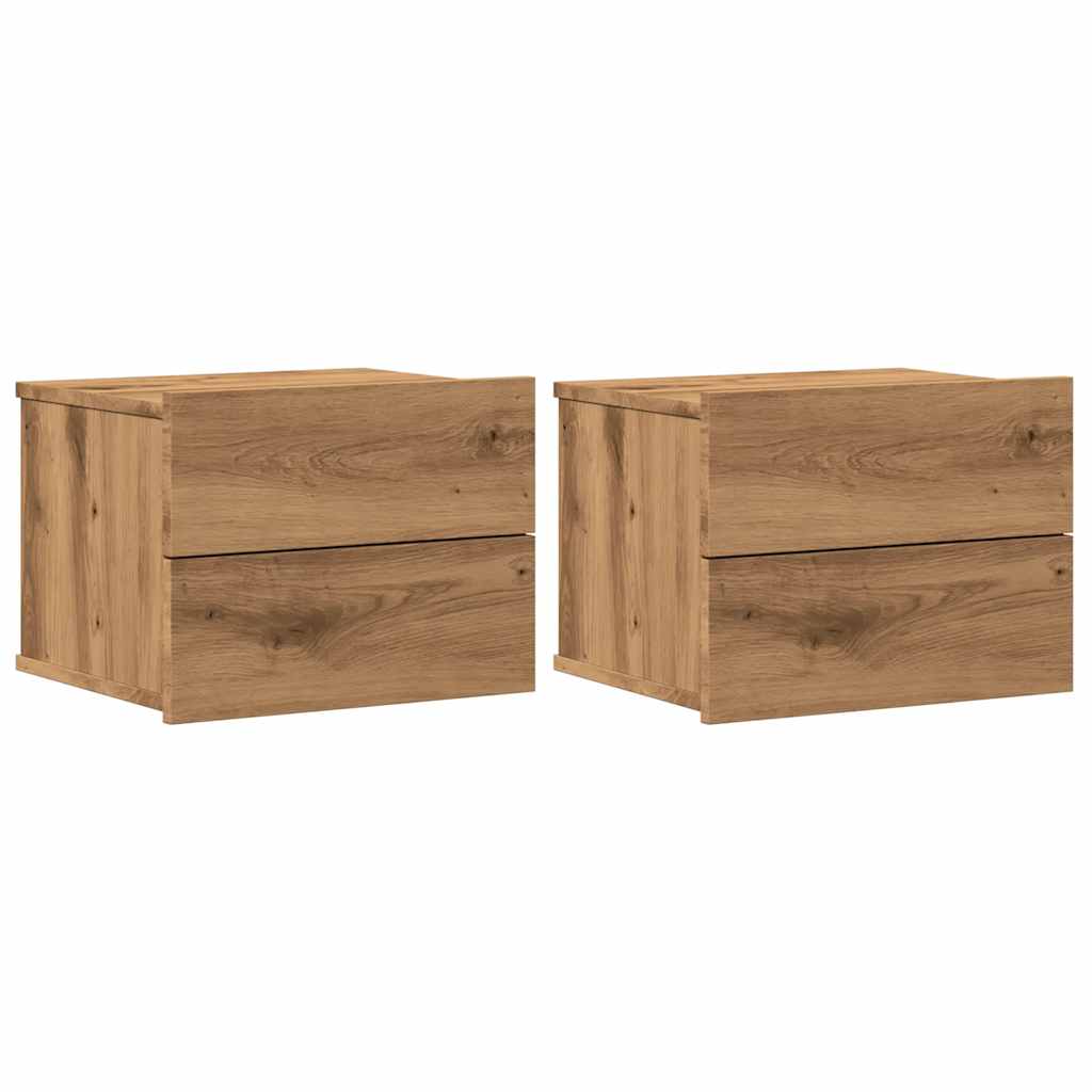 Tables de chevet murales 2 pcs chêne artisanal 40x32x30 cm - XIOS