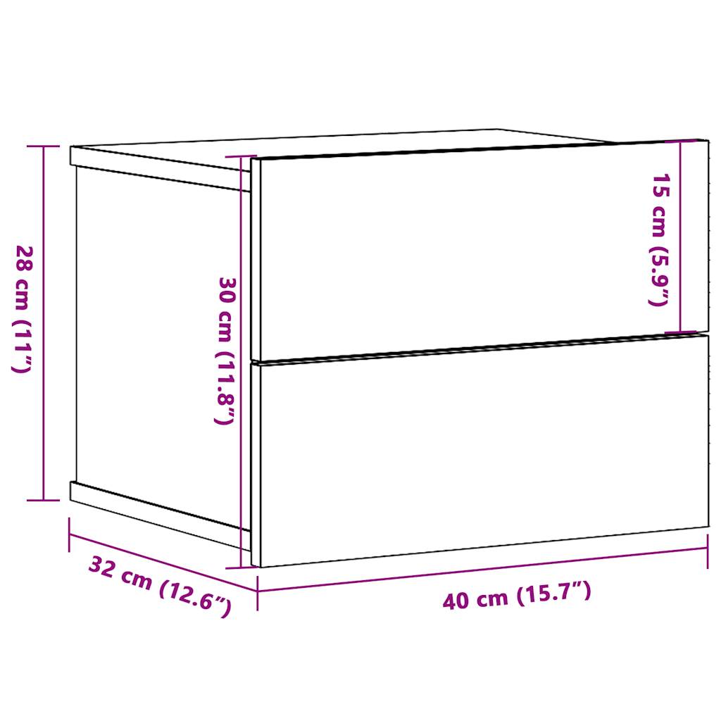 Tables de chevet murales 2 pcs chêne artisanal 40x32x30 cm - XIOS