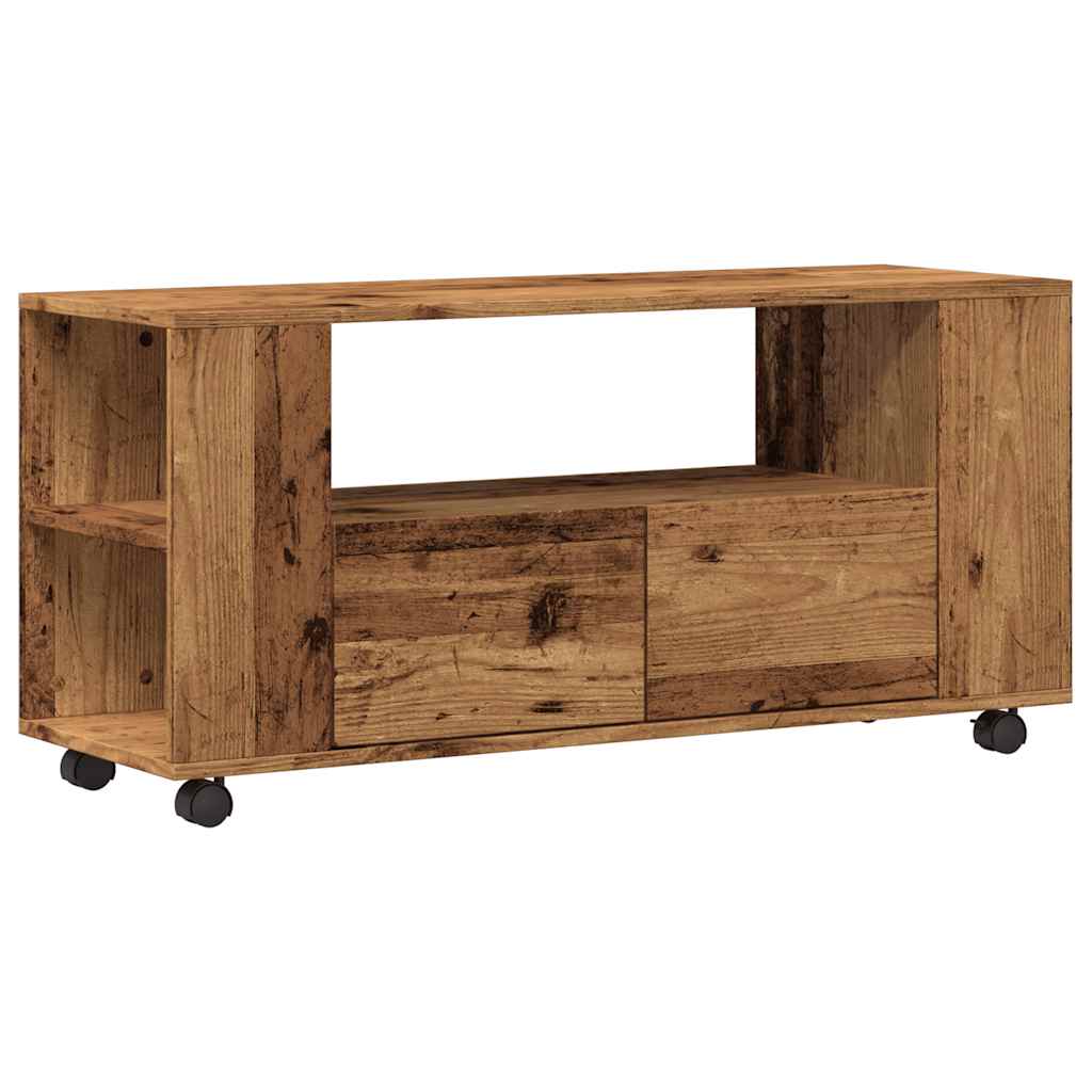 Meuble TV avec roulettes vieux bois bois d'ingénierie - XIOS