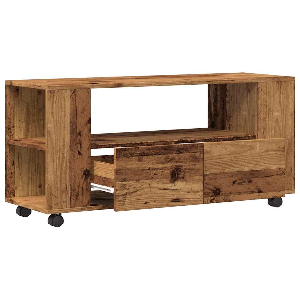 Meuble TV avec roulettes vieux bois bois d'ingénierie - XIOS