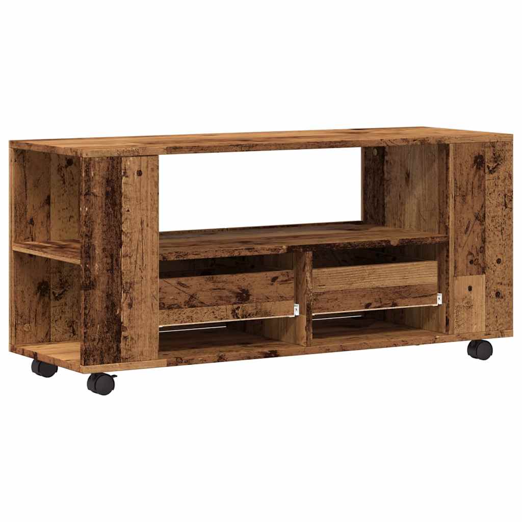 Meuble TV avec roulettes vieux bois bois d'ingénierie - XIOS