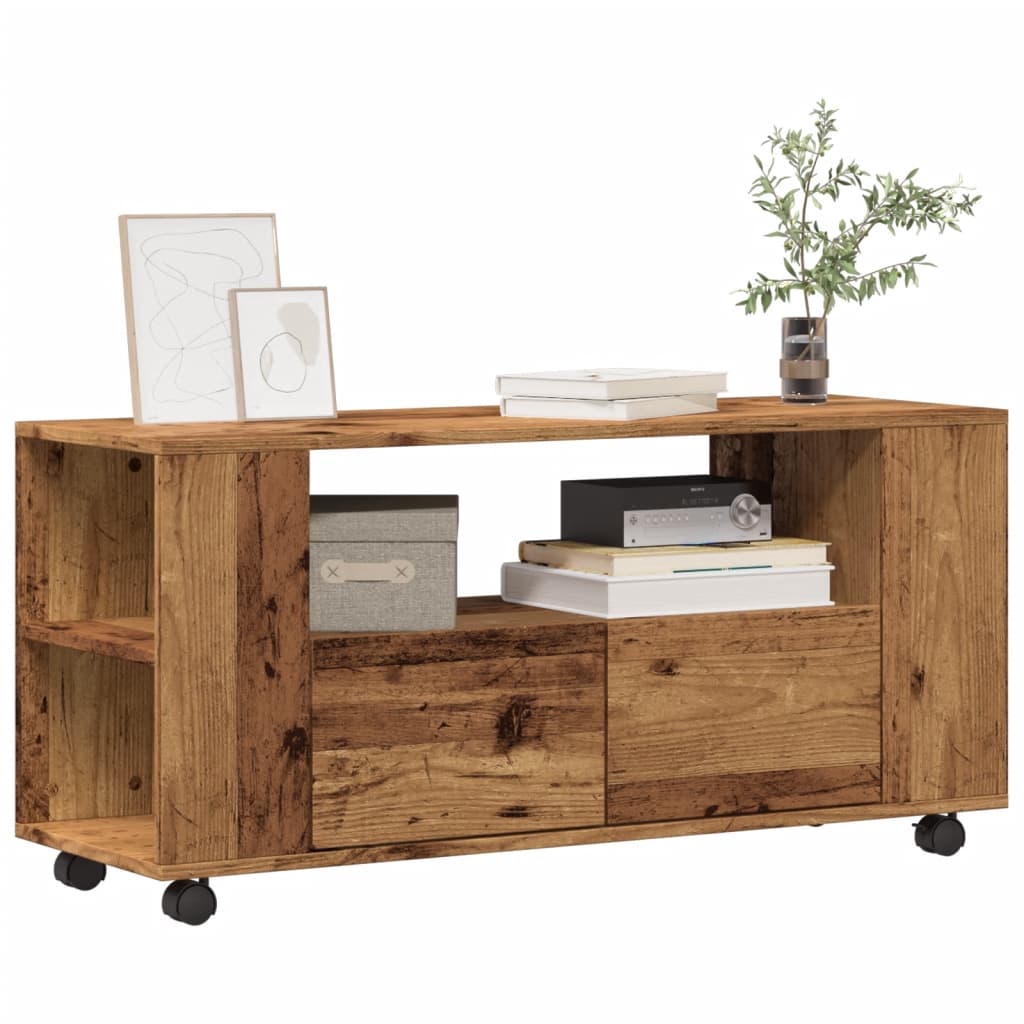 Meuble TV avec roulettes vieux bois bois d'ingénierie - XIOS