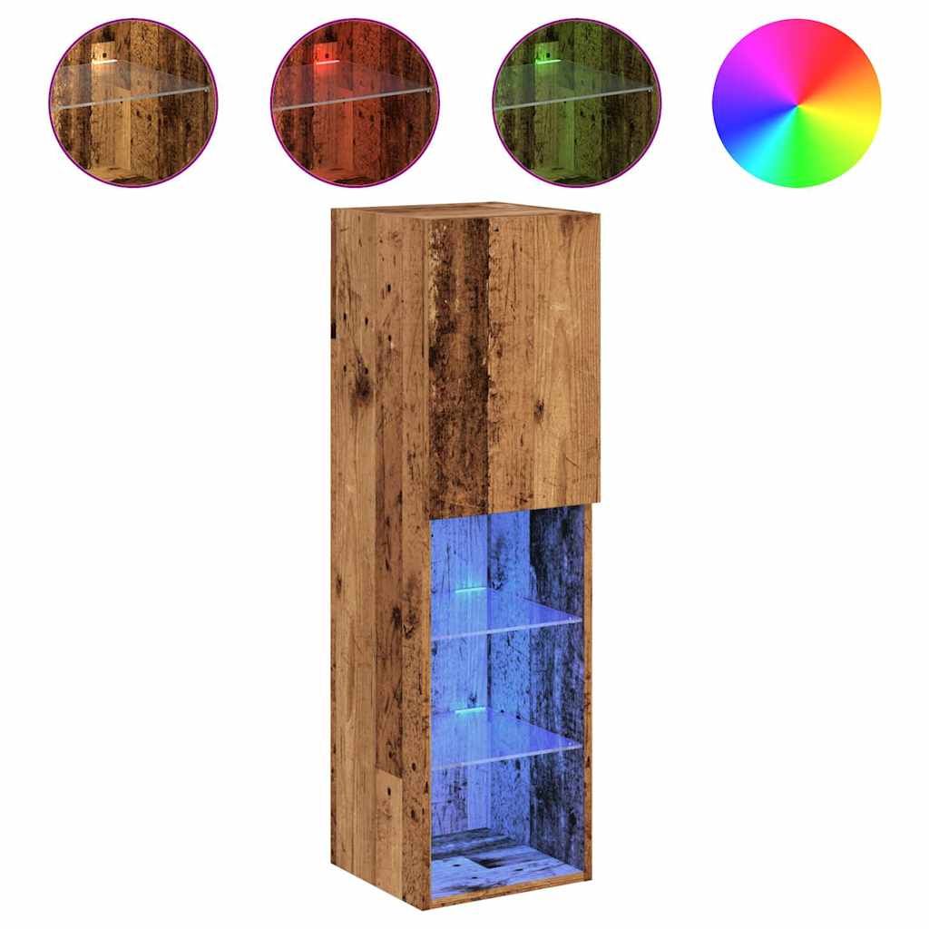 Meubles TV avec lumières LED 2 pcs vieux bois 30,5x30x102 cm - XIOS