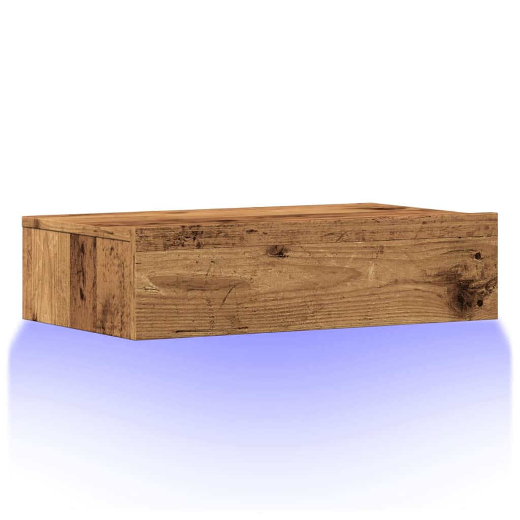 Meuble TV avec éclairage LED vieux bois 60x35x15,5 cm - XIOS
