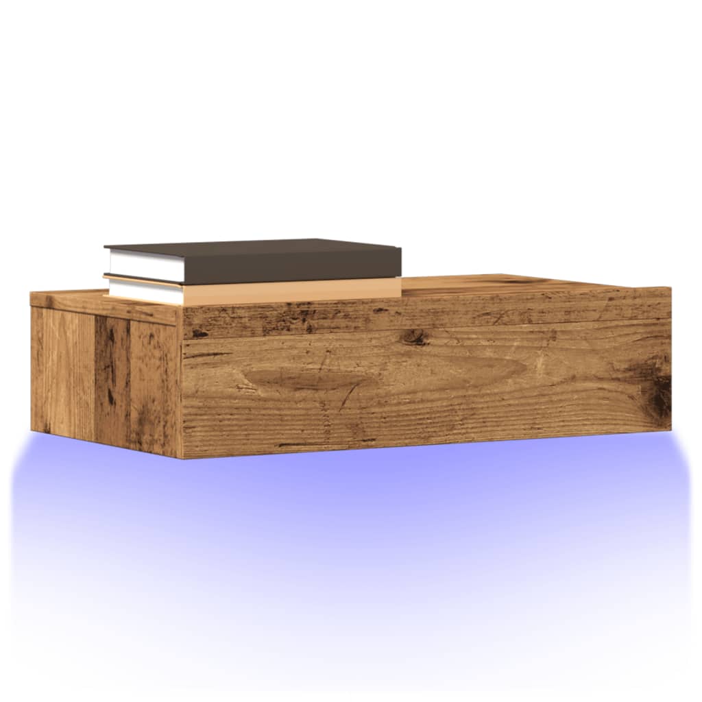 Meuble TV avec éclairage LED vieux bois 60x35x15,5 cm - XIOS