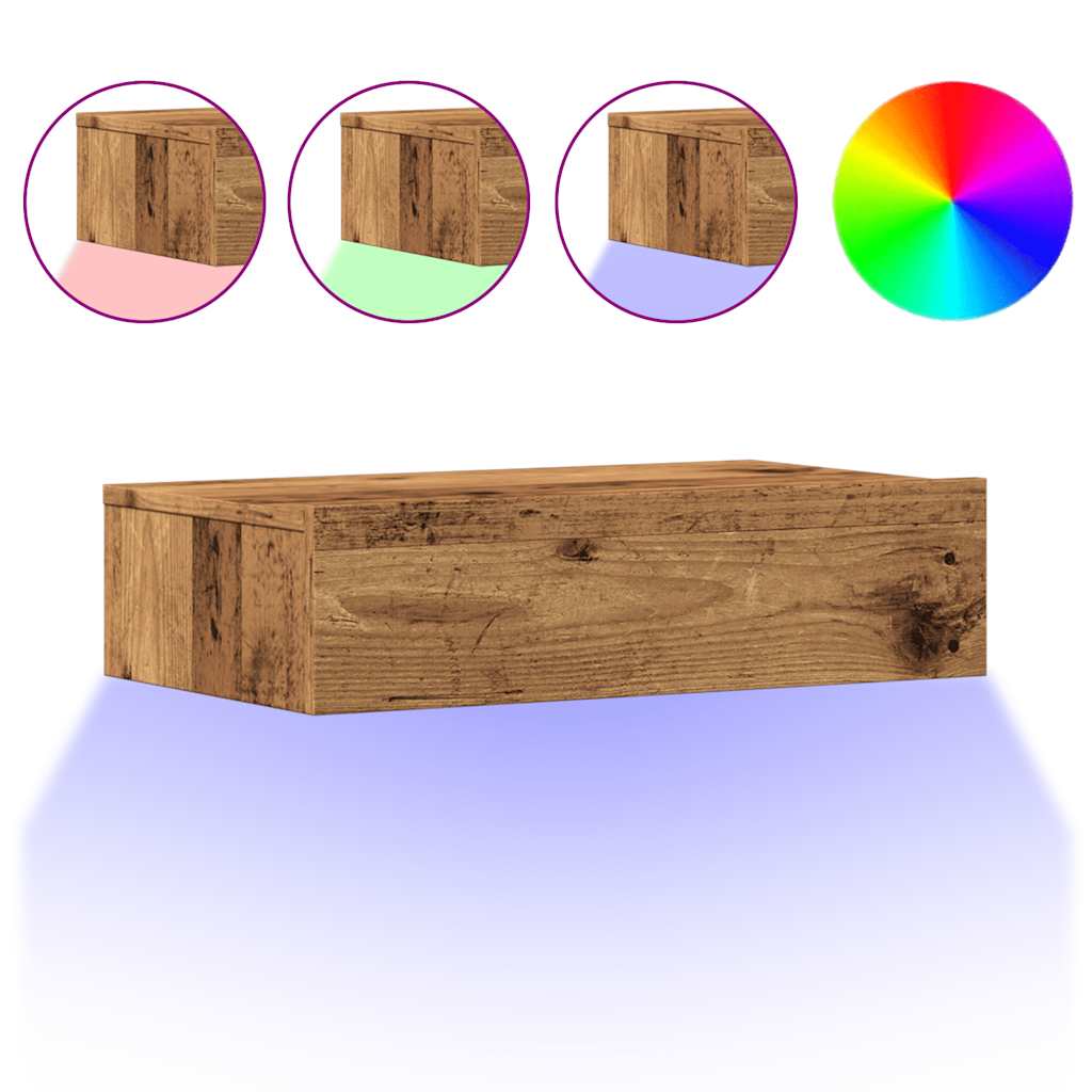 Meubles TV avec éclairage LED 2 pcs vieux bois 60x35x15,5 cm - XIOS