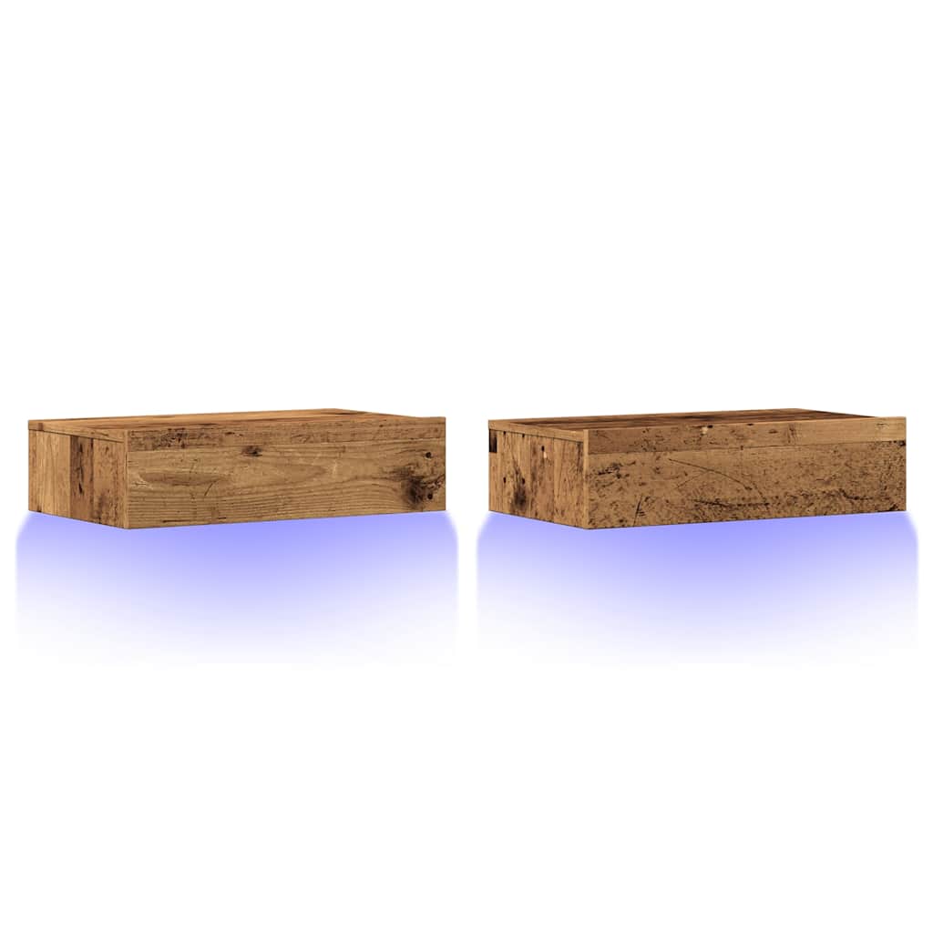 Meubles TV avec éclairage LED 2 pcs vieux bois 60x35x15,5 cm - XIOS