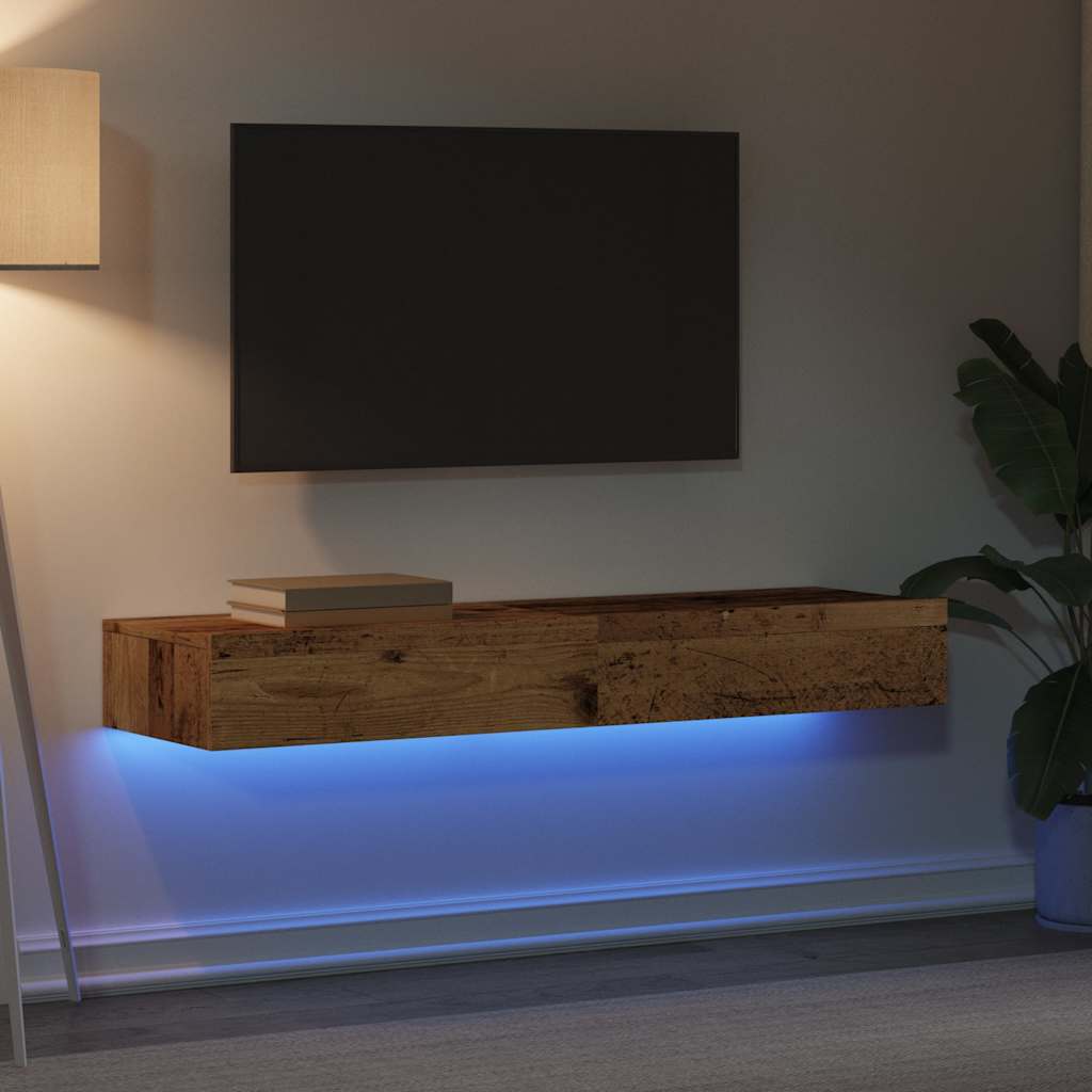 Meubles TV avec éclairage LED 2 pcs vieux bois 60x35x15,5 cm - XIOS