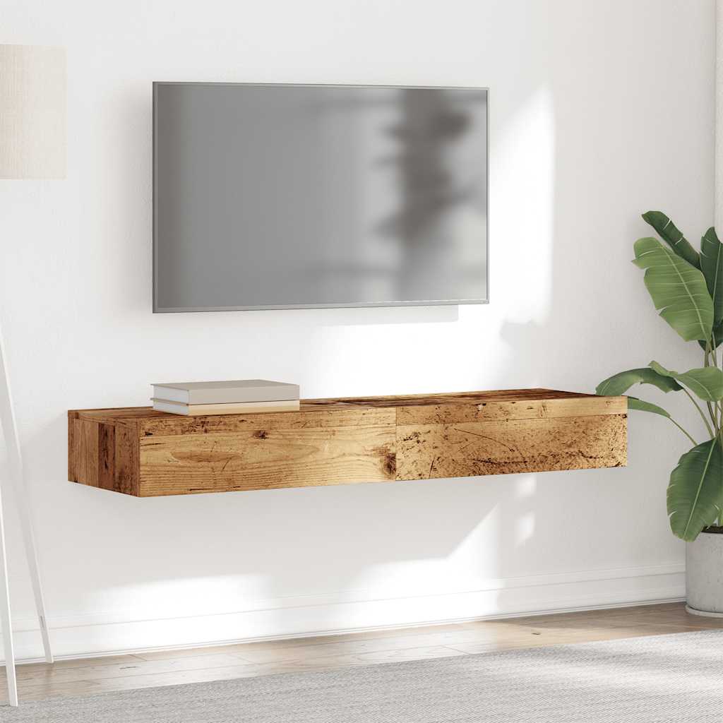 Meubles TV avec éclairage LED 2 pcs vieux bois 60x35x15,5 cm - XIOS