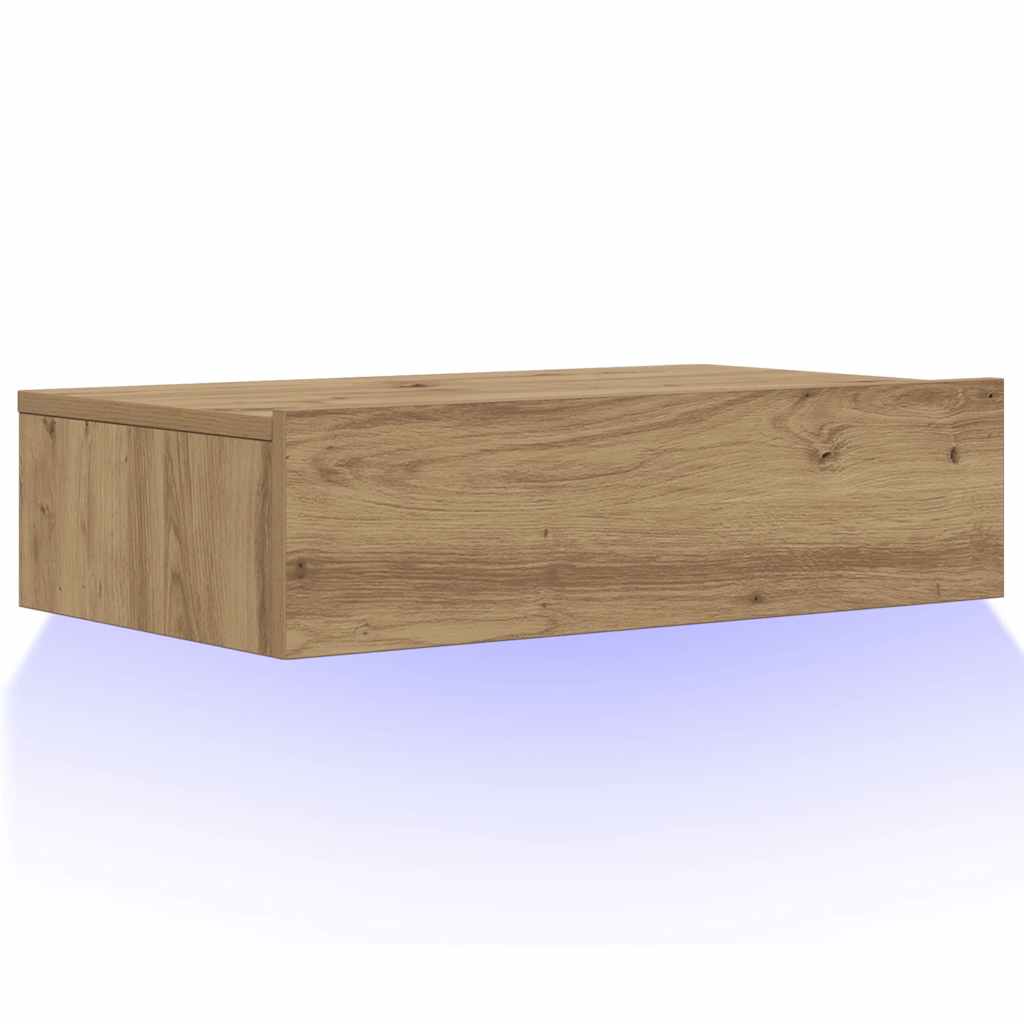Meuble TV avec éclairages LED chêne artisanal 60x35x15,5 cm - XIOS