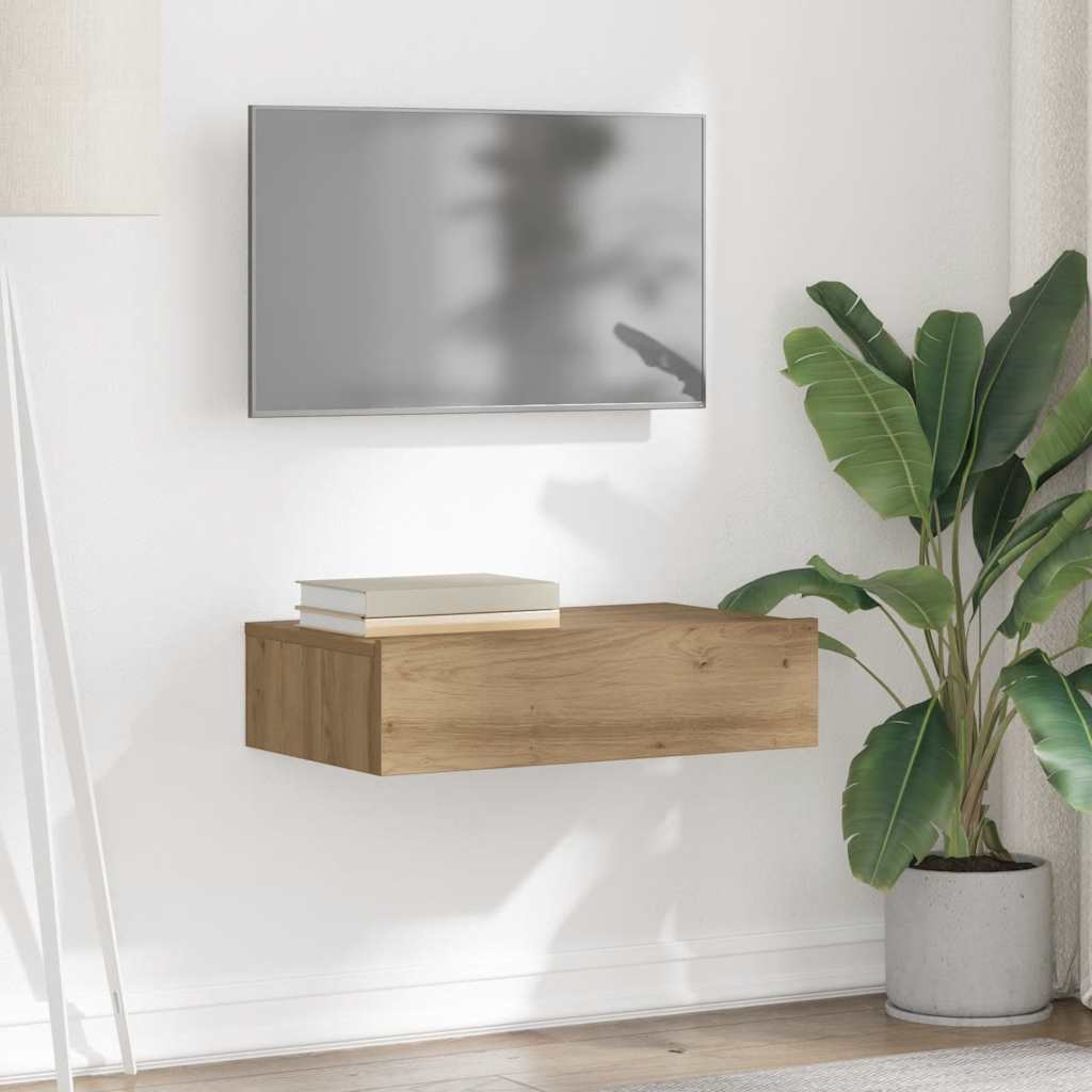 Meuble TV avec éclairages LED chêne artisanal 60x35x15,5 cm - XIOS
