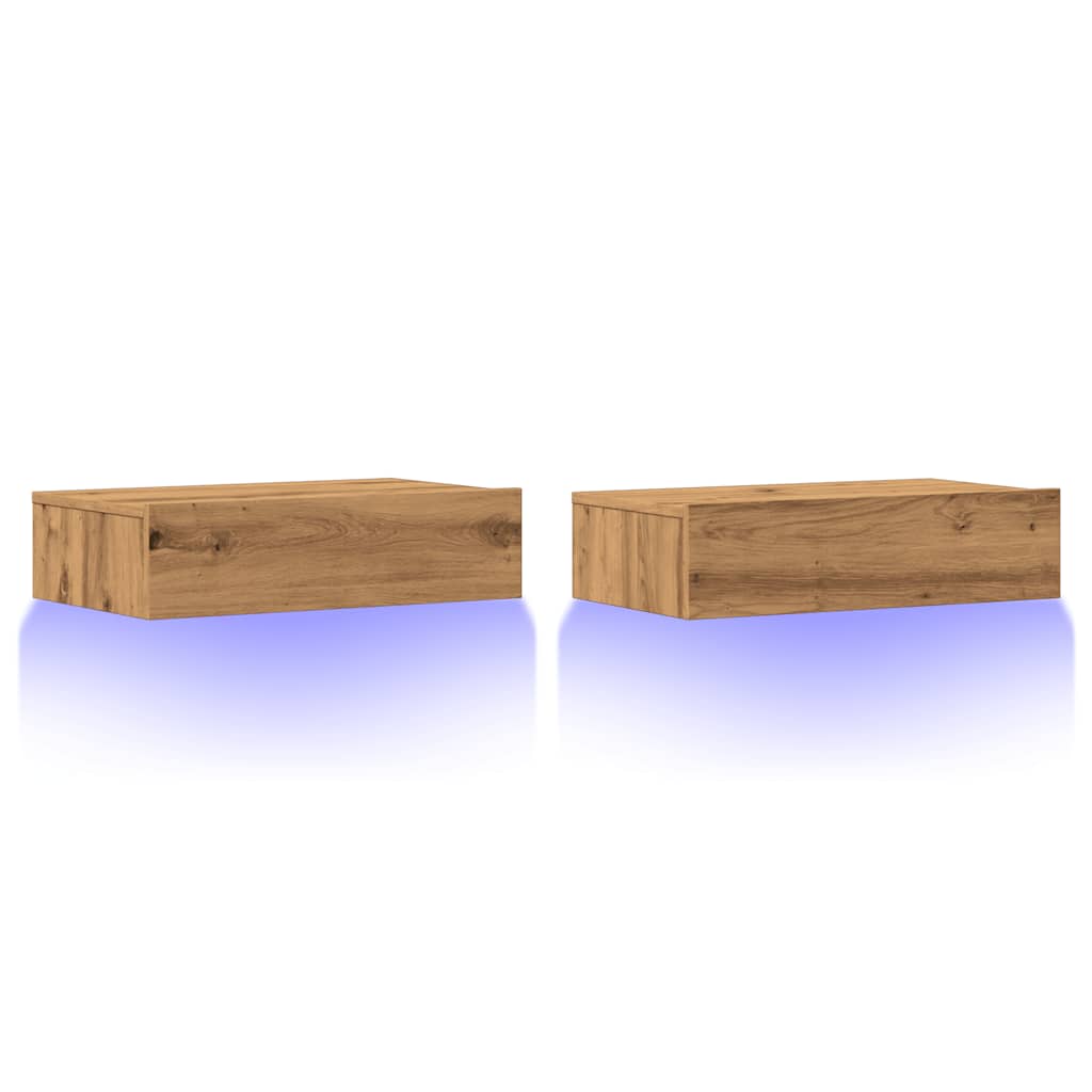 Meubles TV avec éclairages LED 2 pcs chêne artisanal - XIOS
