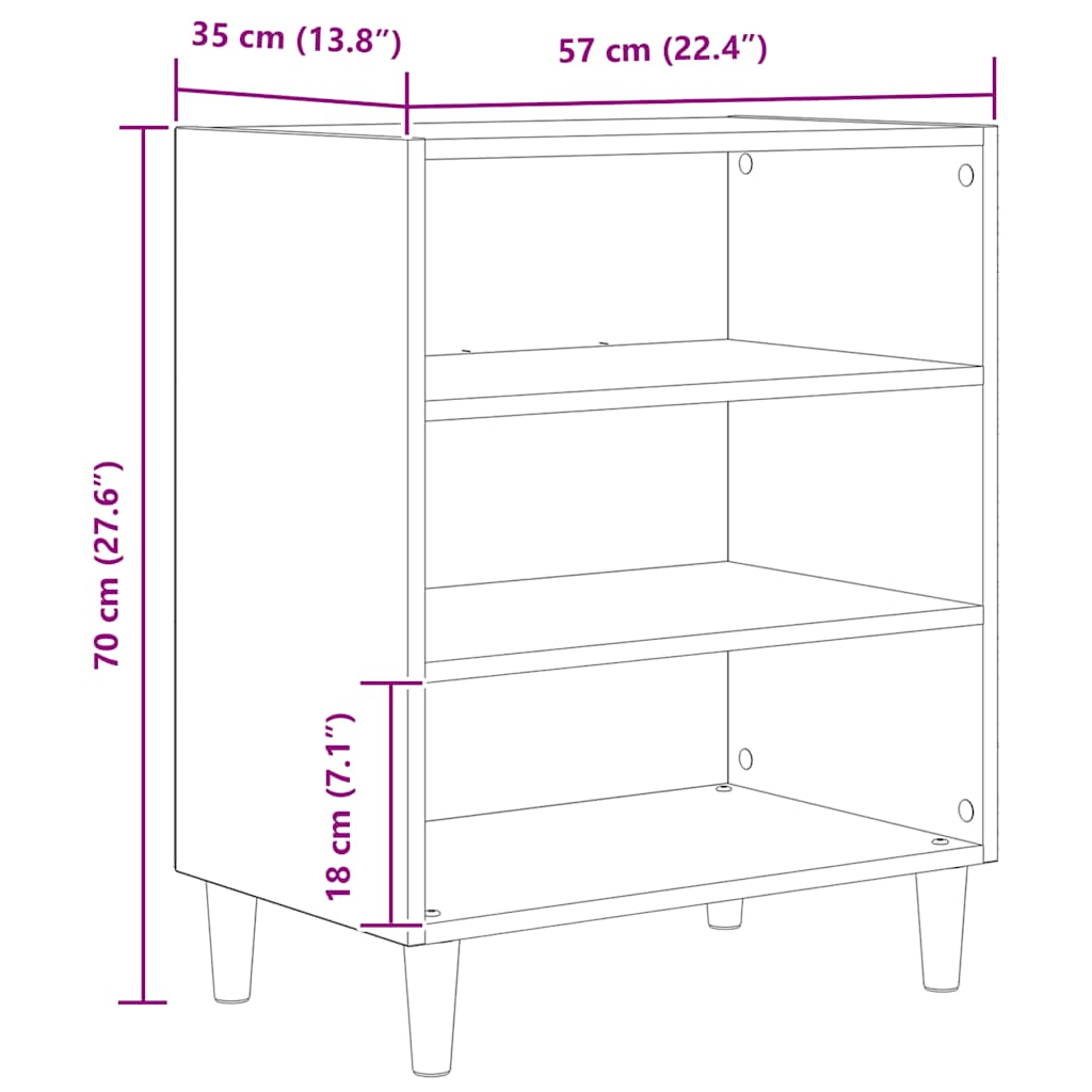 Buffet chêne artisanal 57x35x75 cm bois d'ingénierie - XIOS