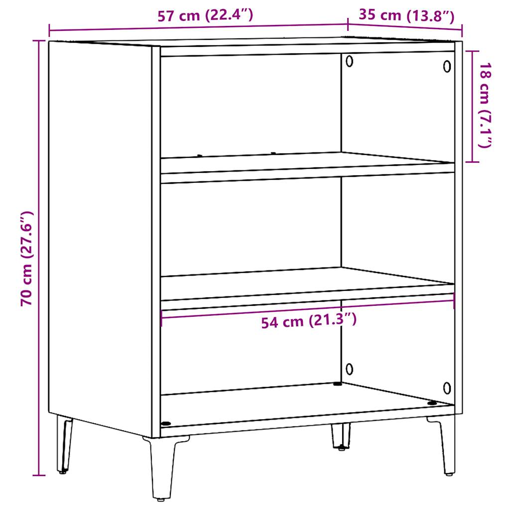 Buffet vieux bois 57x35x70 cm bois d'ingénierie - XIOS
