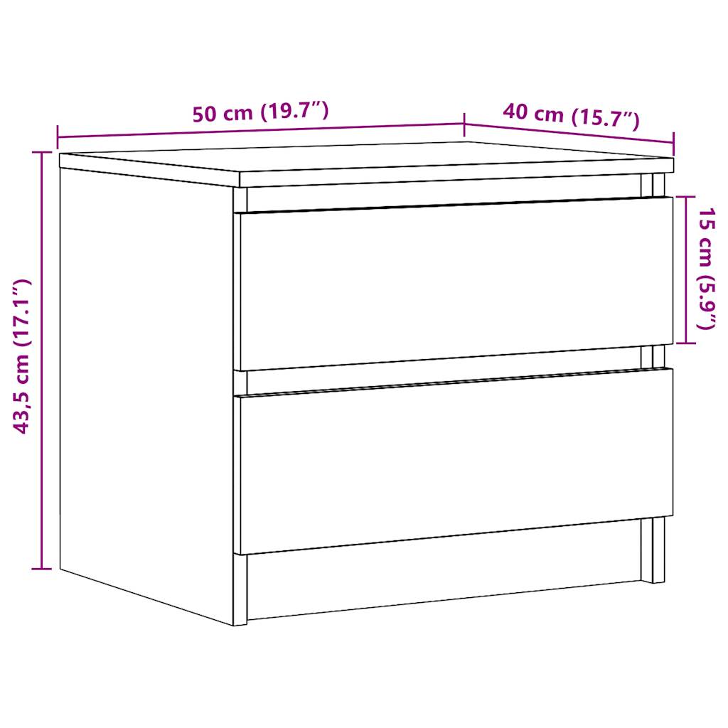 Tables de chevet 2 pcs vieux bois 50x40x43.5 cm bois ingénierie - XIOS