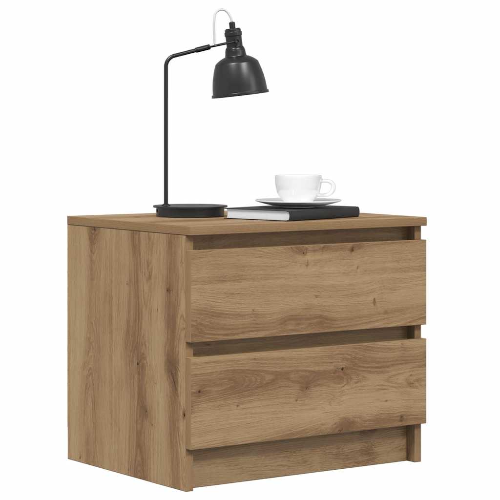 Table de chevet chêne artisanal 50x40x43.5 cm bois d’ingénierie - XIOS