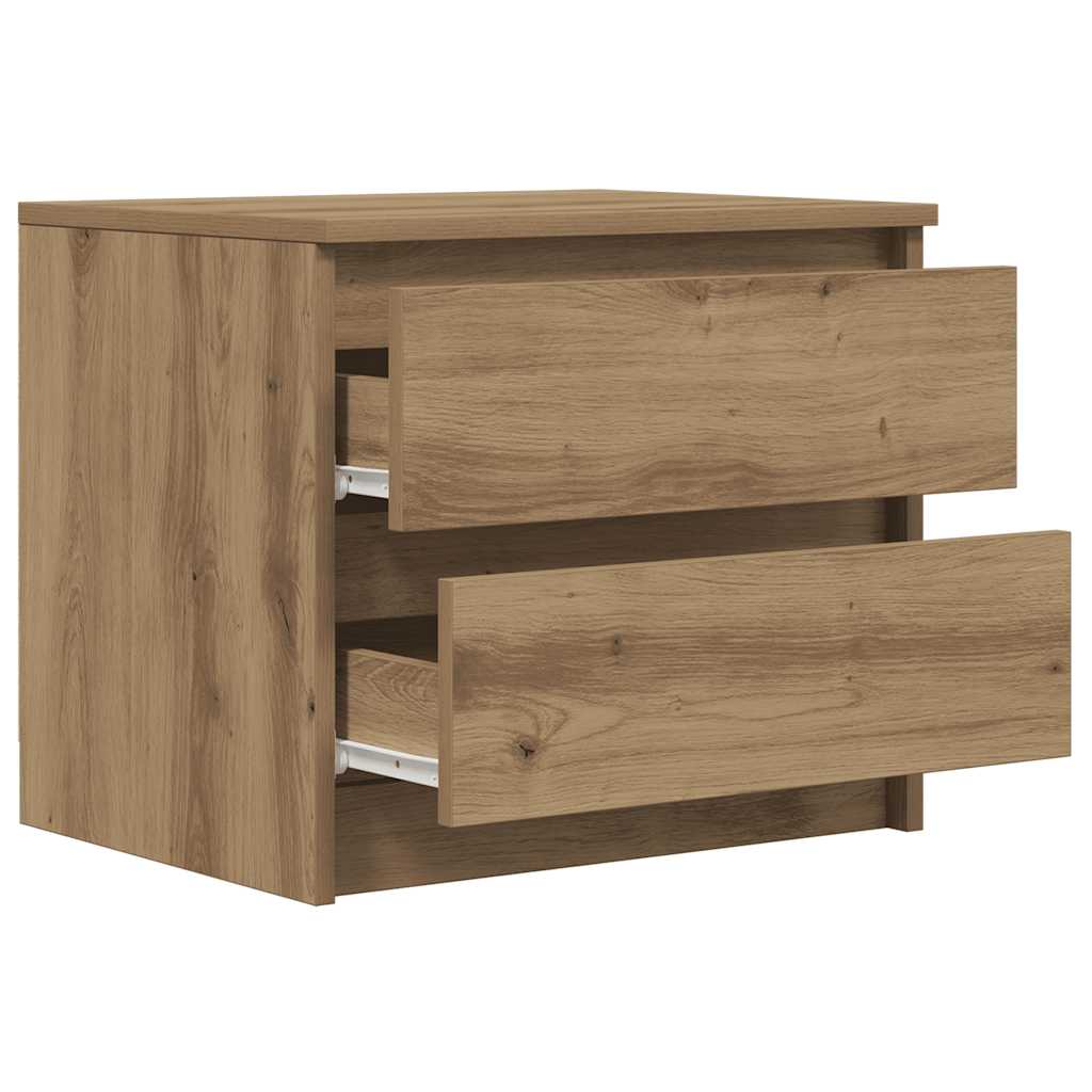 Table de chevet chêne artisanal 50x40x43.5 cm bois d’ingénierie - XIOS