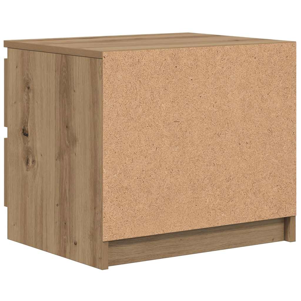 Table de chevet chêne artisanal 50x40x43.5 cm bois d’ingénierie