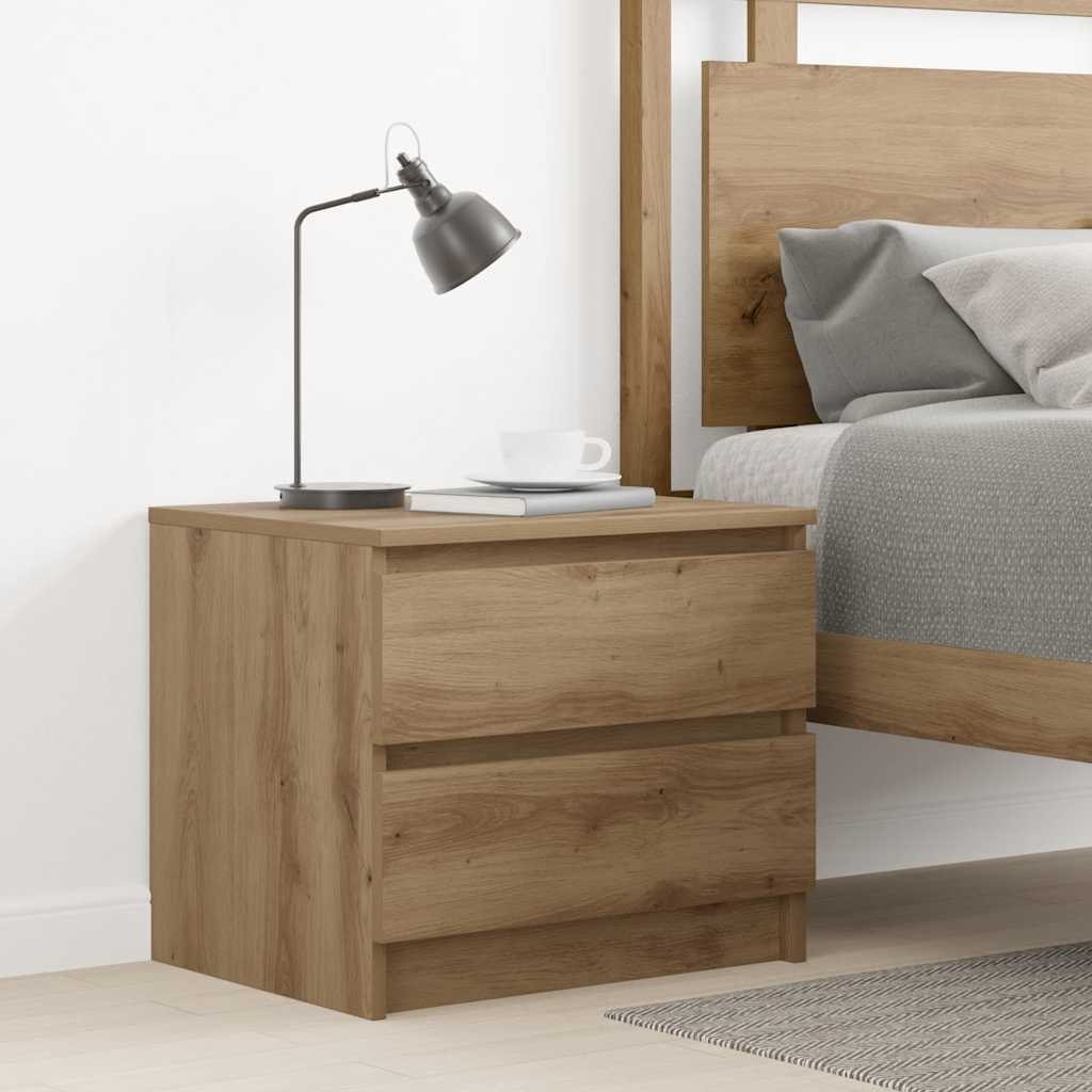 Table de chevet chêne artisanal 50x40x43.5 cm bois d’ingénierie - XIOS