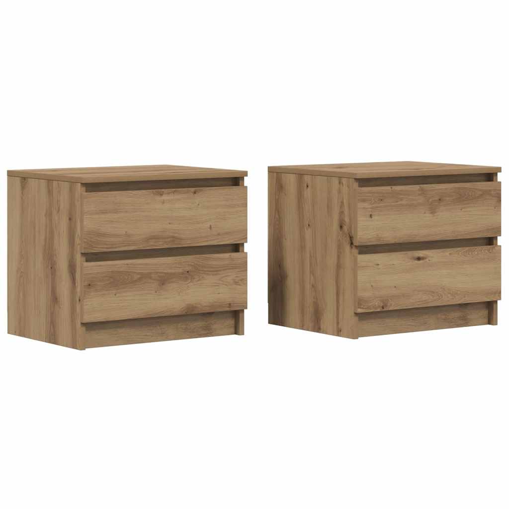 Tables chevet 2pcs chêne artisanal 50x40x43.5cm bois ingénierie - XIOS