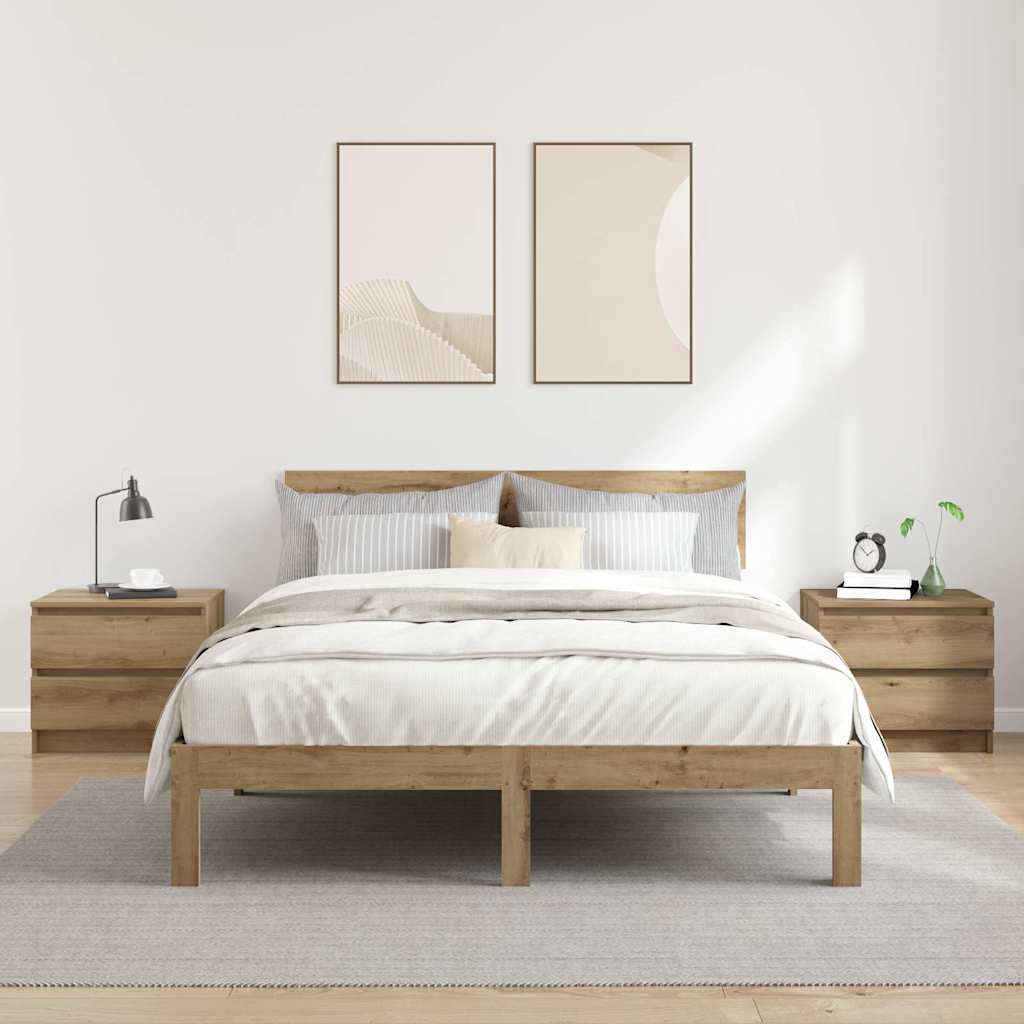 Tables chevet 2pcs chêne artisanal 50x40x43.5cm bois ingénierie