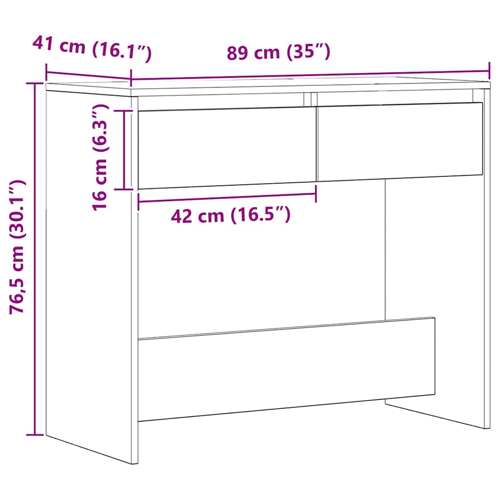 Table console chêne artisanal 89x41x76,5 cm bois d'ingénierie - XIOS