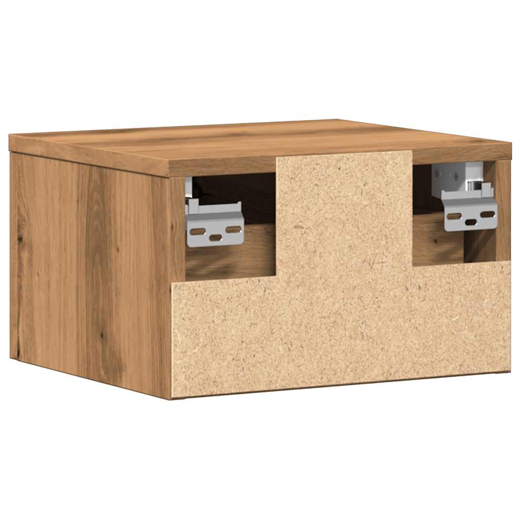 Table de chevet murale chêne artisanal 34x30x20 cm - XIOS