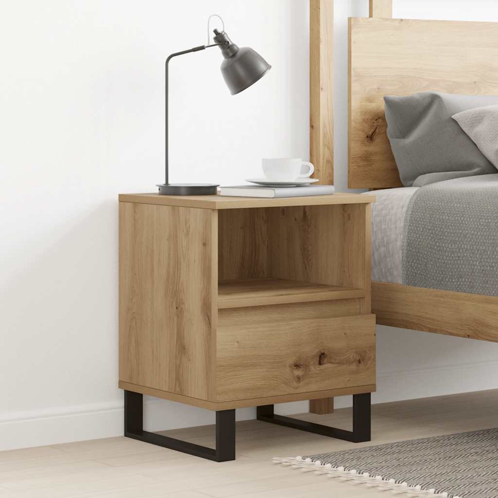 Table de chevet chêne artisanal 40x35x50 cm bois d’ingénierie - XIOS