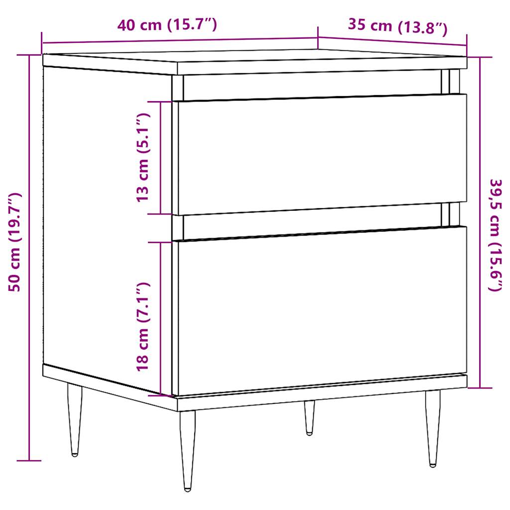 Tables de chevet 2 pcs vieux bois 40x35x50 cm bois d’ingénierie - XIOS