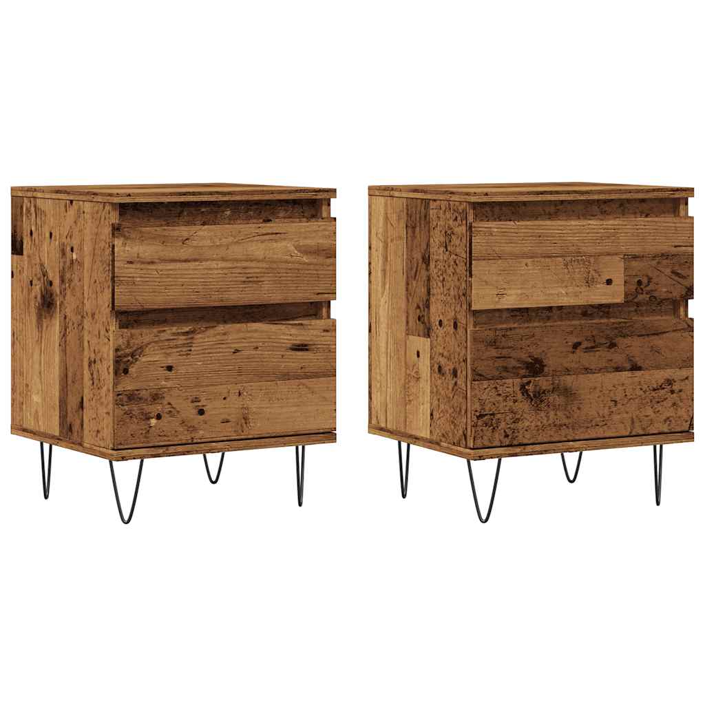 Tables de chevet 2 pcs vieux bois 40x35x50 cm bois d’ingénierie - XIOS